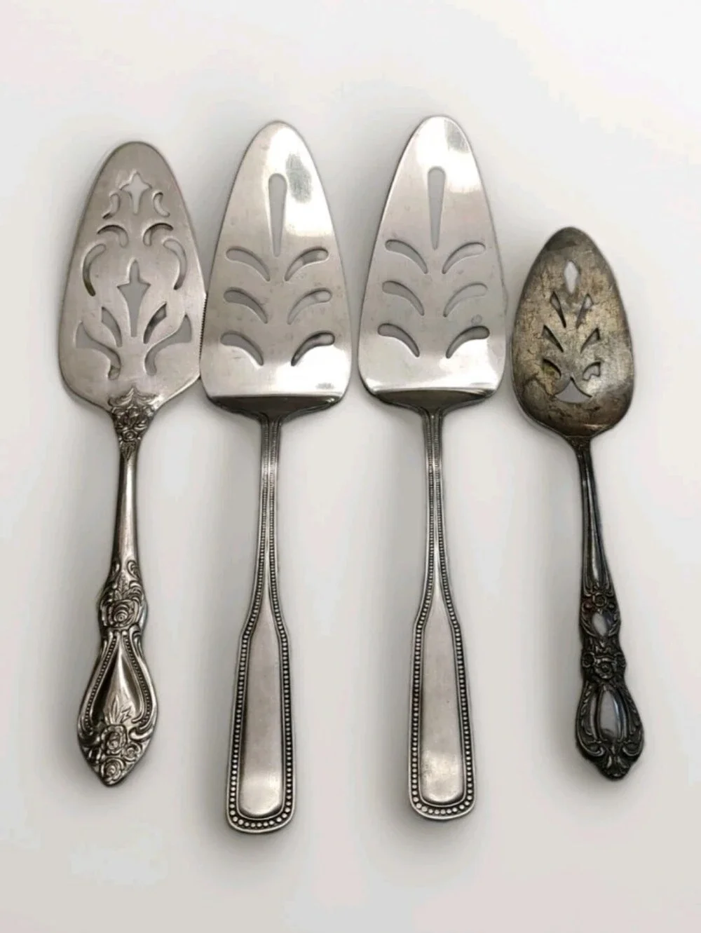 Stainless Steel 4 Pc.Serveware Cake Pie Vtg & New IS Rogers Bros. Made In Japan